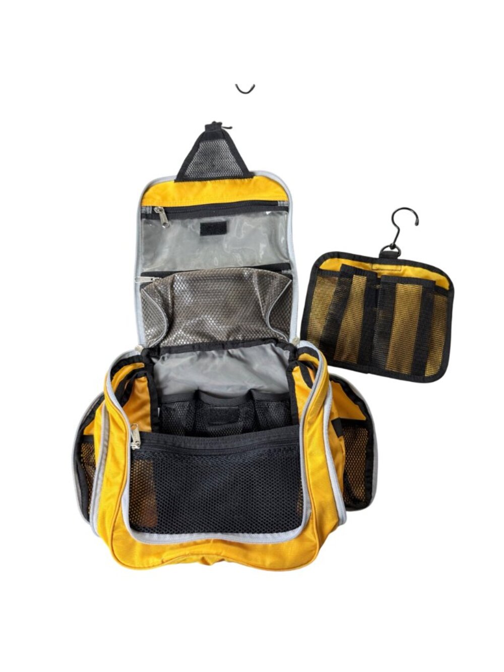 Vtg L.L. Bean Hanging Personal Organizer Toiletry Bag Yellow Travel Kit Med/Lg